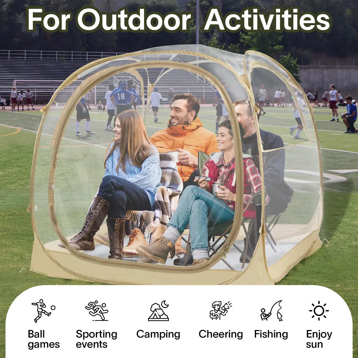 PrivatePod Sports Pod Pop-Up Sports Tent & Weather Tent 83"x83"x65"H | Cold Weather Outdoor Shelter for 4 - view 6