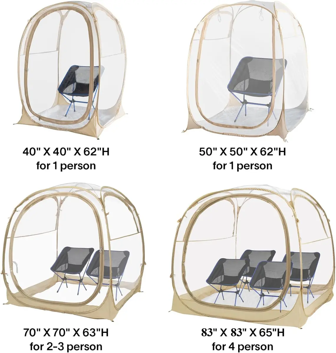 PrivatePod Sports Pod Pop-Up Sports Tent & Weather Tent 83"x83"x65"H | Cold Weather Outdoor Shelter for 4 - view 7