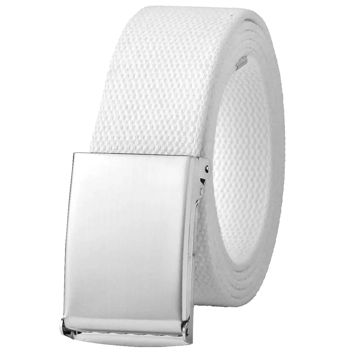 Falari Canvas Web Belt Fully Adjustable Cut to Fit Golf Belt with Flip Top Silver Buckle - White (135 cm / 53 inch) - main product image