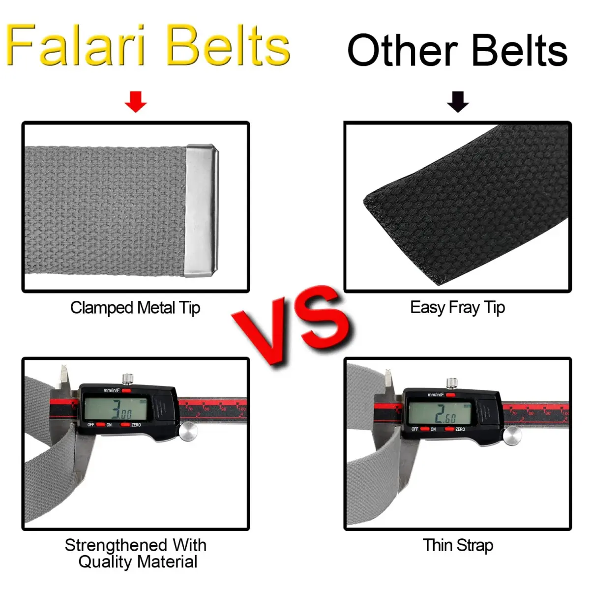 Falari Canvas Web Belt Fully Adjustable Cut to Fit Golf Belt with Flip Top Silver Buckle - White (135 cm / 53 inch) - view 7