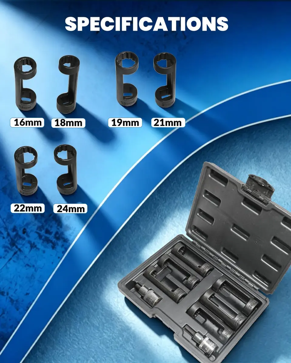 DPTOOL 8pc Strut Nut Socket 16mm 18mm 19mm 21mm 22mm 24mm | 12 Point 1/2" Drive for Suspension Removal - view 5