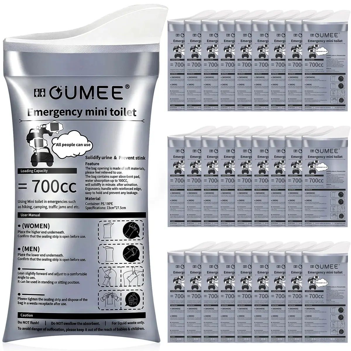 OUMEE Disposable Urine Bags 8/12/20/28 Pack | 700ml Unisex Emergency Portable Hygiene - main product image