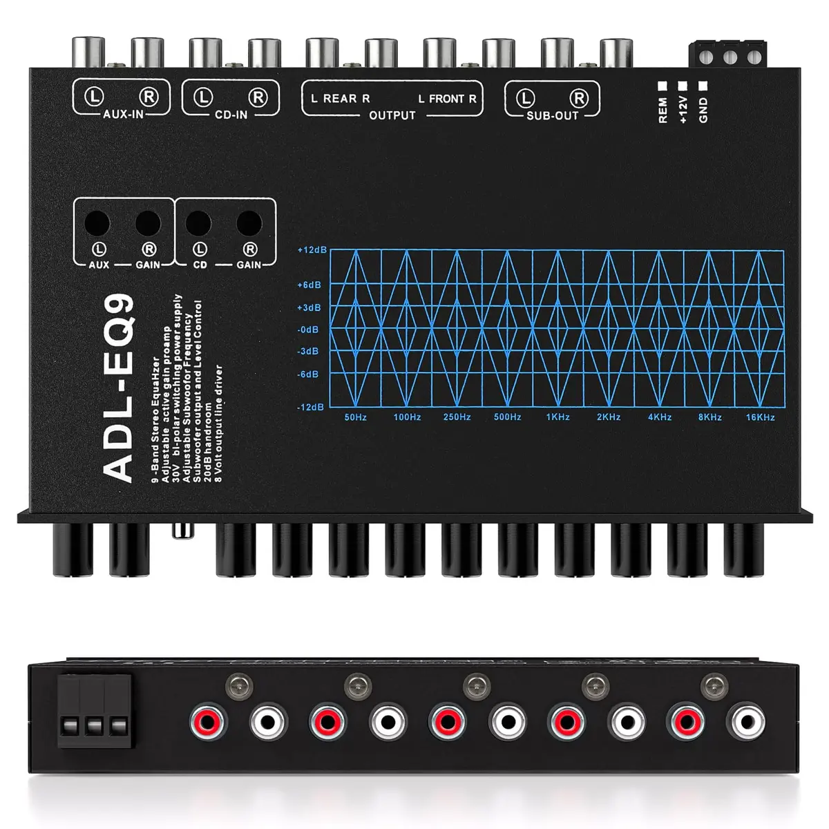 Facmogu 9-Band Car Audio Equalizer EQ with 8V RMS Line Driver, 12V DC - view 8