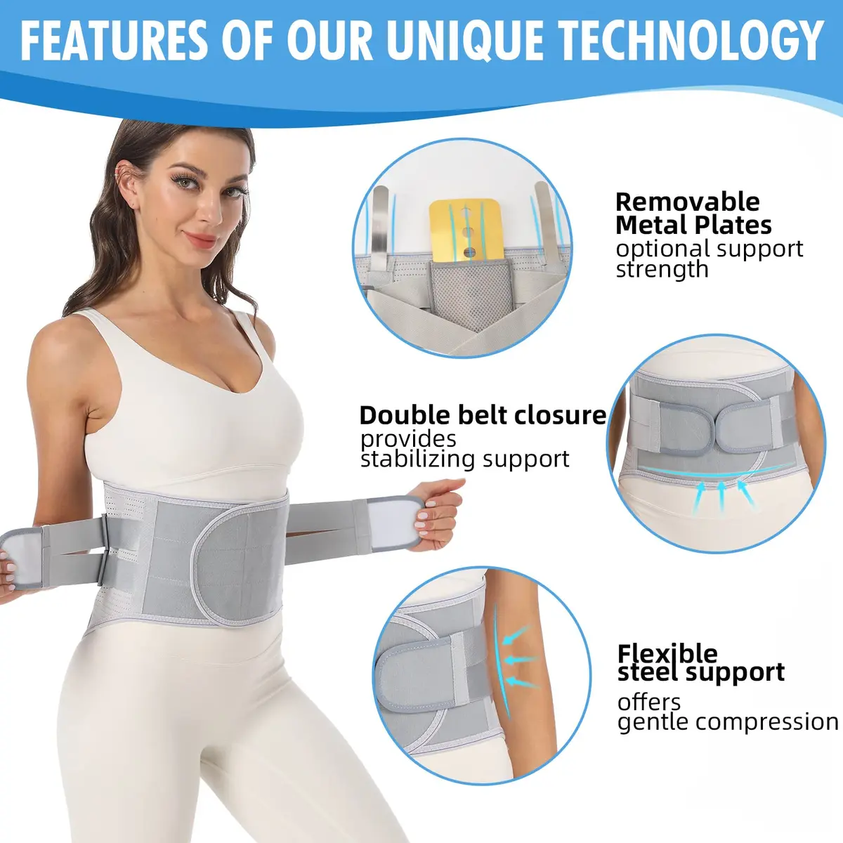 EGJoey Back Brace for Lower Back Pain | Lumbar Support Belt for Men/Women with Adjustable Fit - view 3