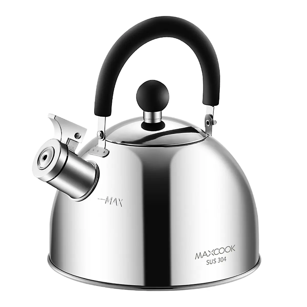 MAXCOOK 304 Stainless Steel Whistling Tea Kettle 2.1 Quart (2L) | Induction Stovetop Safe - main product image