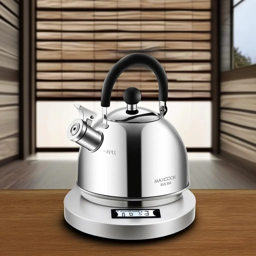 MAXCOOK 304 Stainless Steel Whistling Tea Kettle 2.1 Quart (2L) | Induction Stovetop Safe - view 5