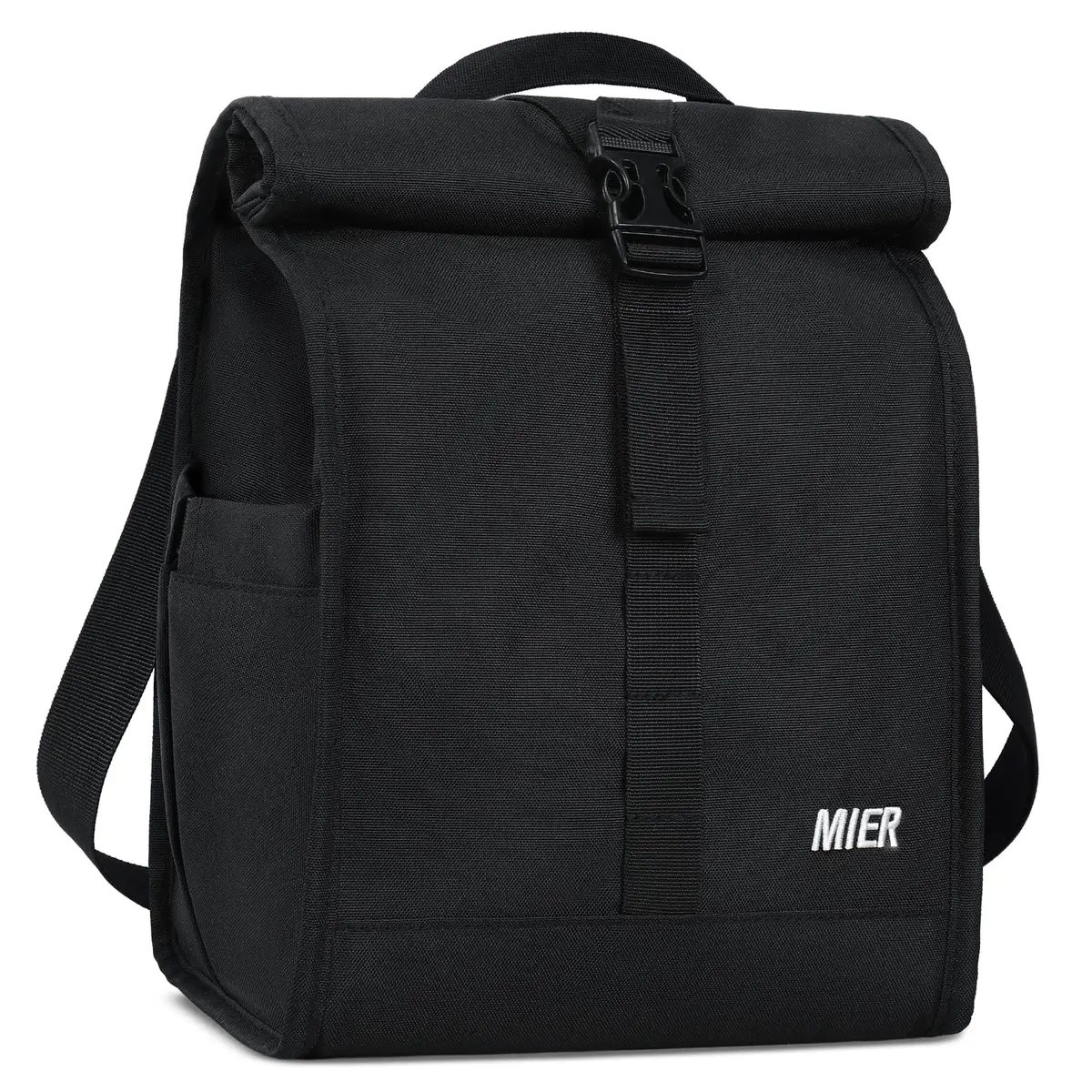 MIER Insulated Lunch Bag Roll-Top Lunchbox for Adults, Black | 16.5 L x 9 W x 11.75 D inches (426 L) - main product image