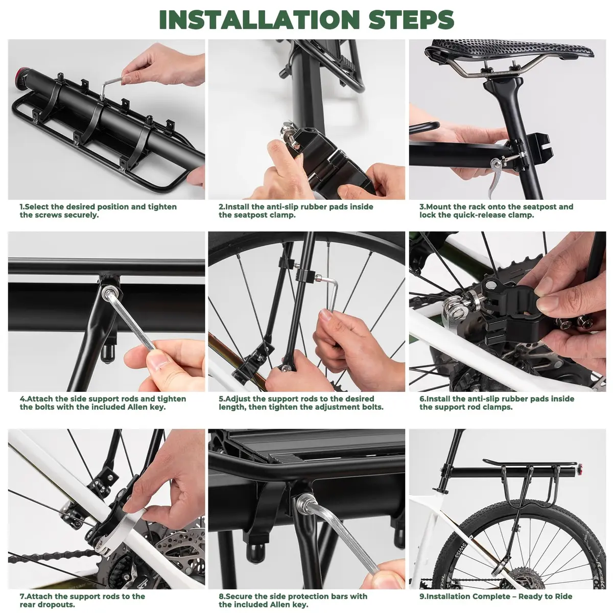 ROCKBROS Rear Bike Rack Adjustable 165 lbs Capacity | Tool-Free Quick-Release Bike Back Rack - view 6
