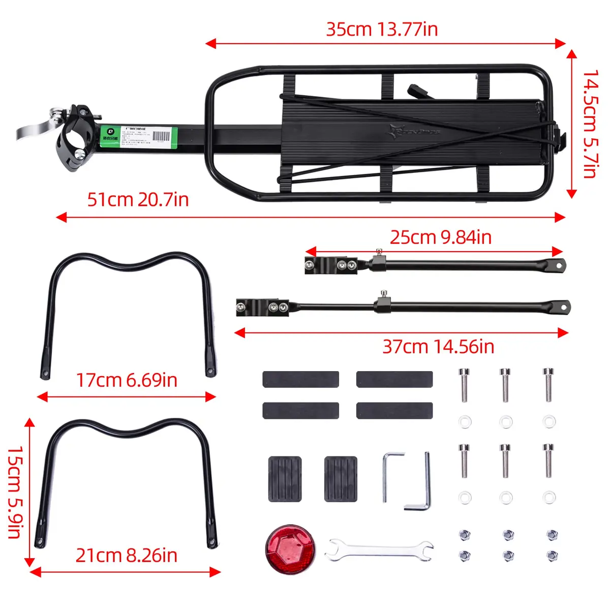 ROCKBROS Rear Bike Rack Adjustable 165 lbs Capacity | Tool-Free Quick-Release Bike Back Rack - view 8
