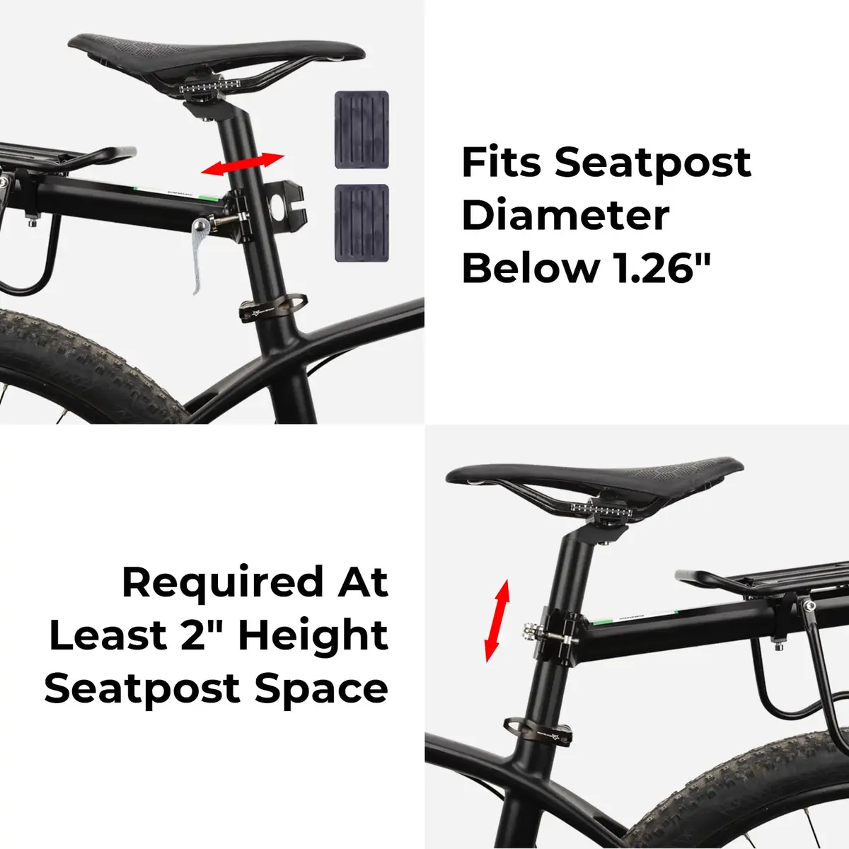 ROCKBROS Rear Bike Rack Adjustable 165 lbs Capacity | Tool-Free Quick-Release Bike Back Rack - view 3