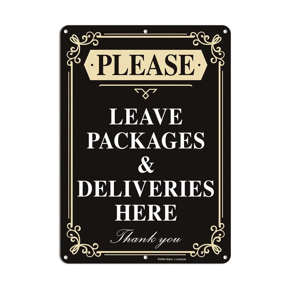 Faittoo Please Leave Packages and Deliveries Here Sign, 14 x 10 Inch Reflective Aluminum Sign, UV Protected and Weatherproof - main product image