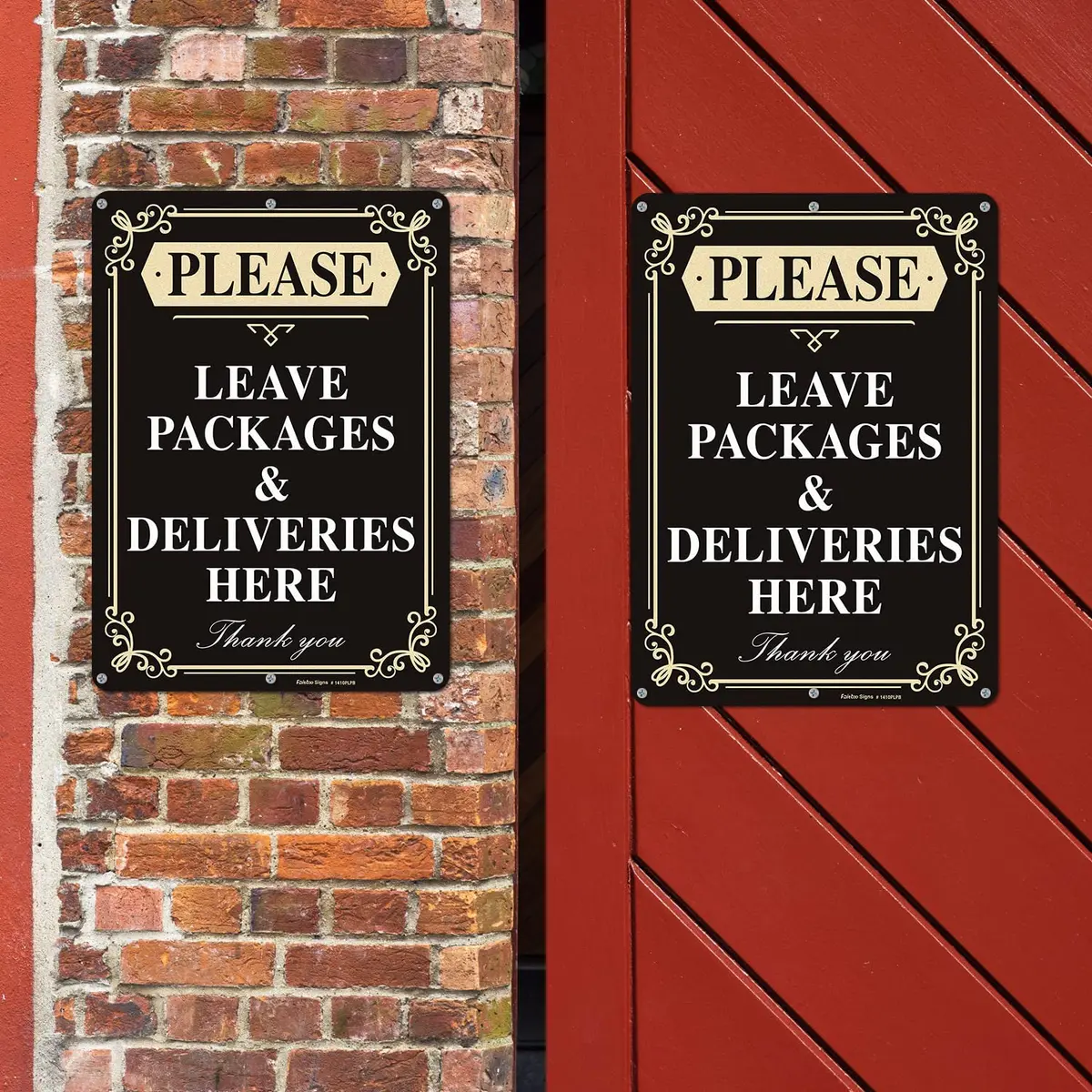 Faittoo Please Leave Packages and Deliveries Here Sign, 14 x 10 Inch Reflective Aluminum Sign, UV Protected and Weatherproof - view 6