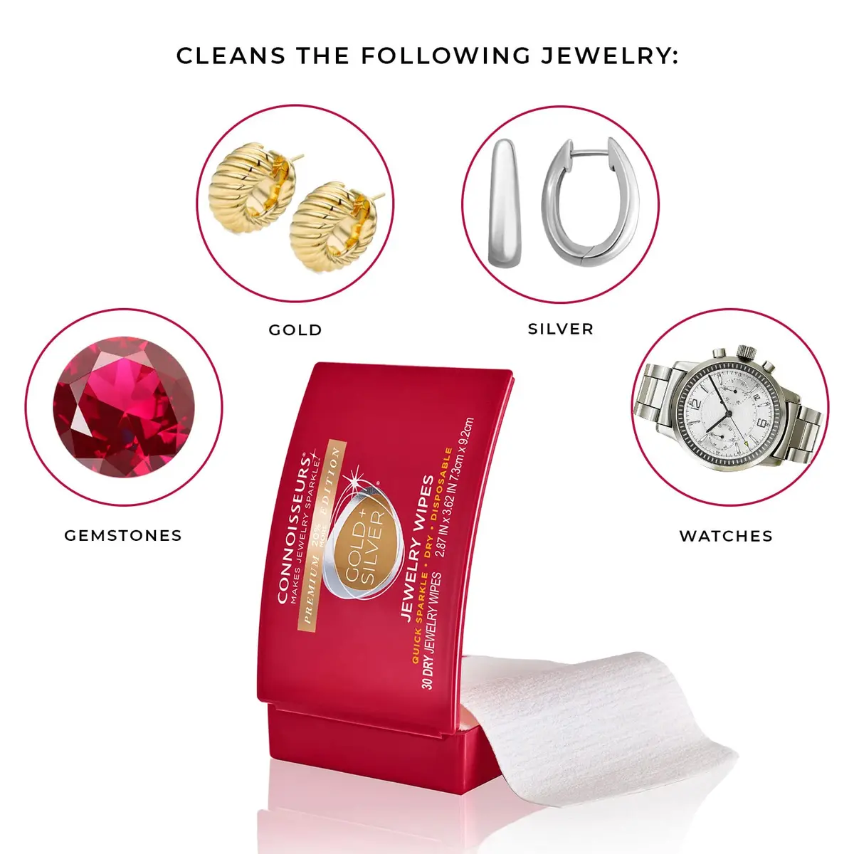CONNOISSEURS Jewelry Wipes - 30 Pack | Fast Jewelry Cleaning & Tarnish Protection - view 6