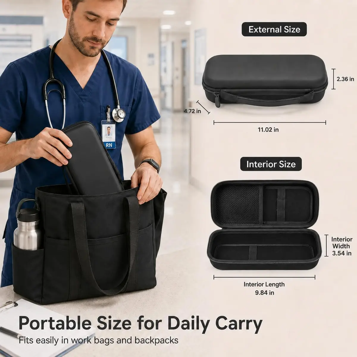 ALKOO Professional Healthcare Stethoscope Case for 3M Littmann Classic III/Cardiology IV, Black (11" L x 4.7" W x 2.4" H) | Protects Your Essential Medical Tool - view 5