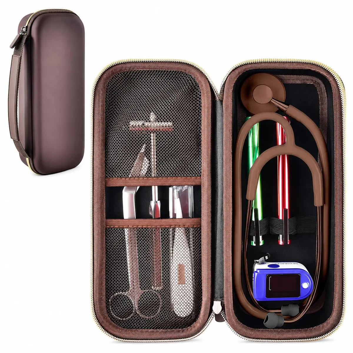 ALKOO Stethoscope Case for 3M Littmann Classic III/Cardiology IV, Brown, 27.7cm (11.02in) | Protects Your Diagnostic Tools - main product image