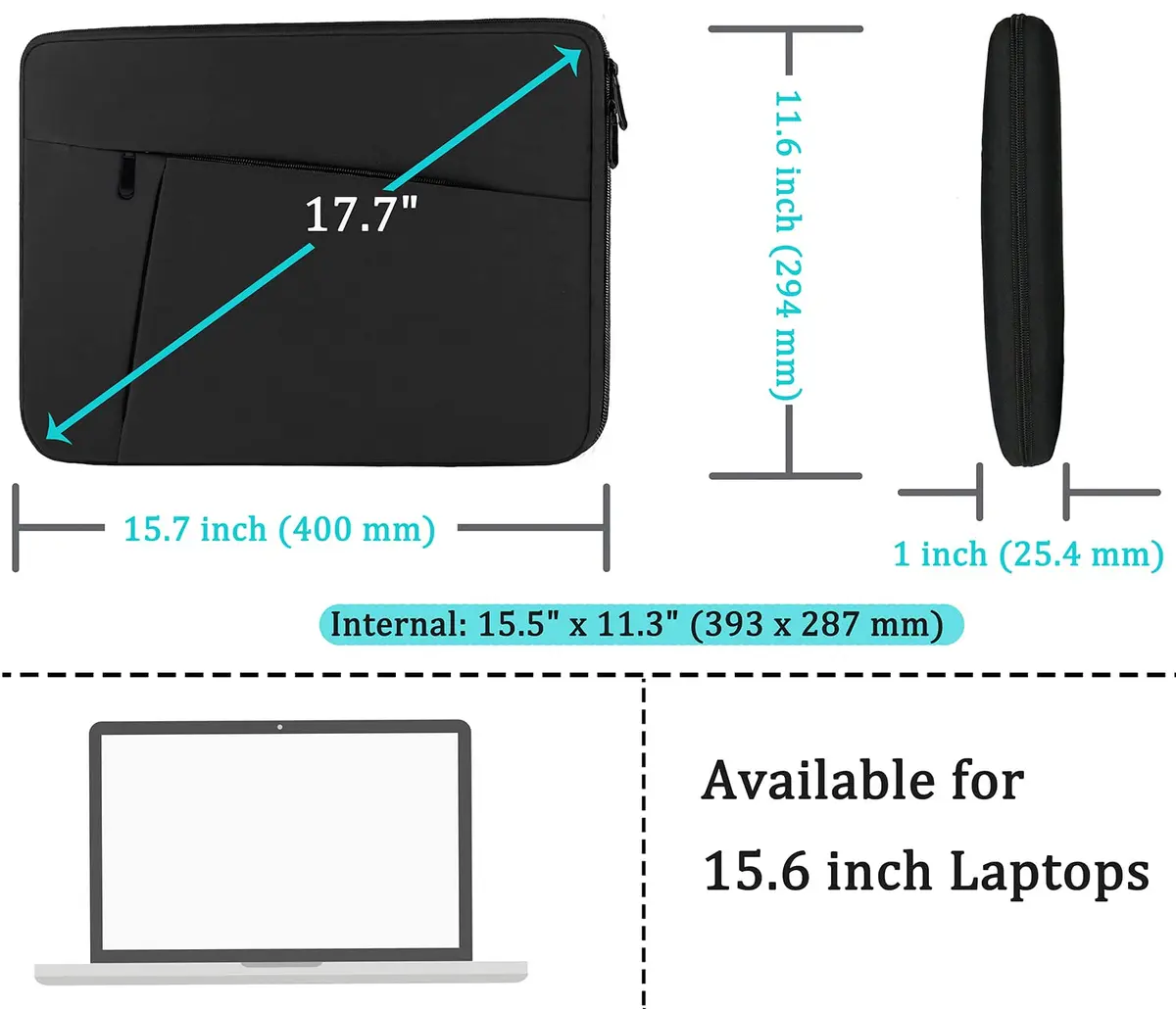 BOOEUDI Laptop Sleeve 15.6 inch Shockproof Protective Cover | Slim, Stylish & Durable - view 5