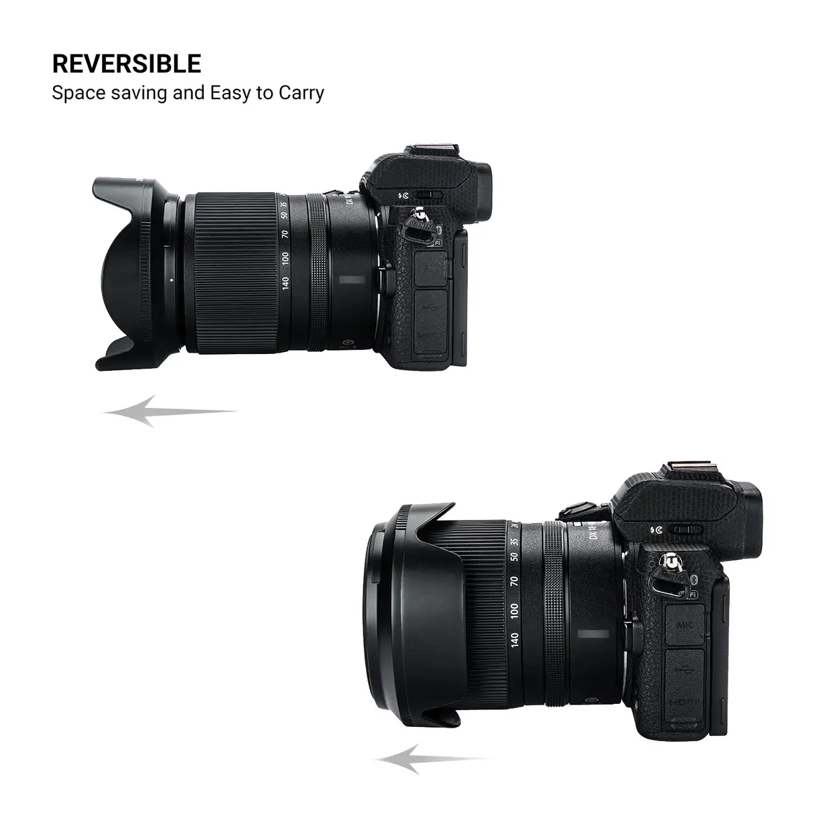 JJC Lens Hood for Nikon NIKKOR Z DX 18-140mm f/3.5-6.3 VR Lens | Reversible Bayonet Mount Shade Replace HB-101 - view 3