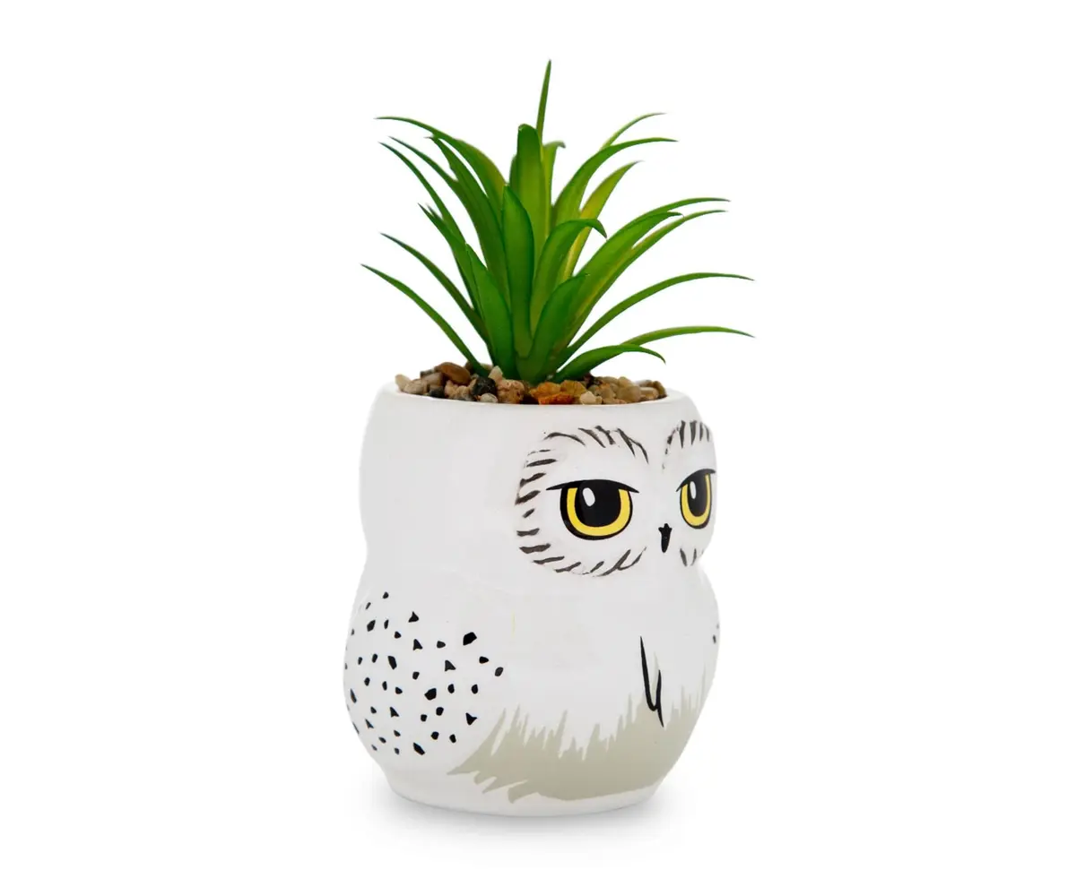 Silver Buffalo Harry Potter Hedwig 3-Inch Ceramic Mini Planter with Artificial Succulent | Wizarding World Decor - view 2