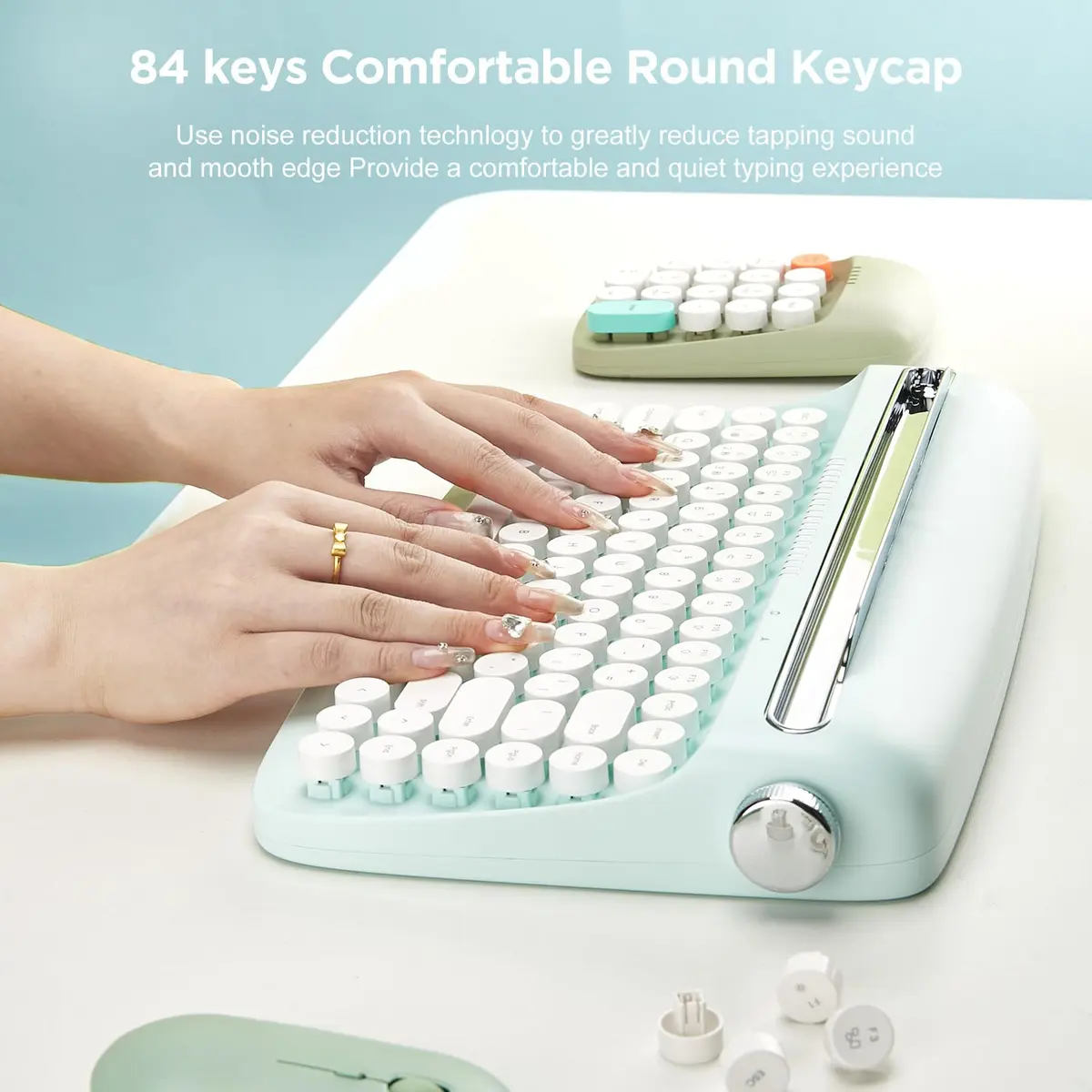 YUNZII ACTTO B303 Wireless Retro Typewriter Keyboard Sweet Mint | Bluetooth 5.0, 84-Key Compact Layout - view 5
