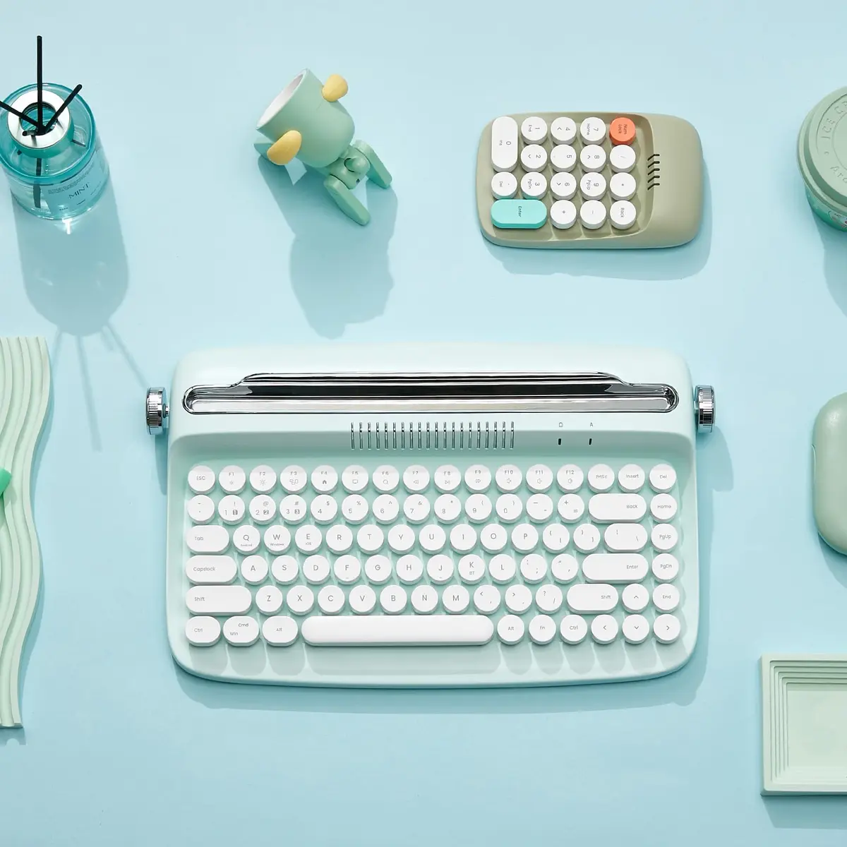 YUNZII ACTTO B303 Wireless Retro Typewriter Keyboard Sweet Mint | Bluetooth 5.0, 84-Key Compact Layout - view 8