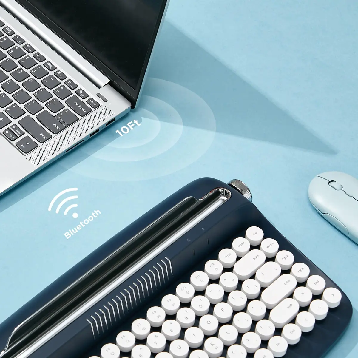 YUNZII ACTTO B303 Wireless Retro Typewriter Bluetooth Keyboard (Midnight) | Compact Vintage Design with 86 Keys - view 4