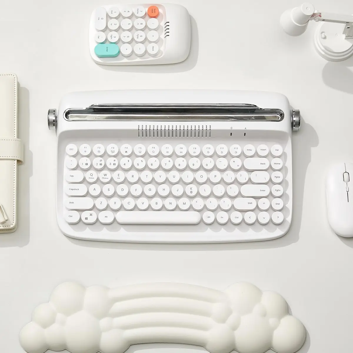 YUNZII ACTTO B303 Wireless Retro Typewriter Bluetooth Keyboard Snow White | Compact, Vintage Style - view 7