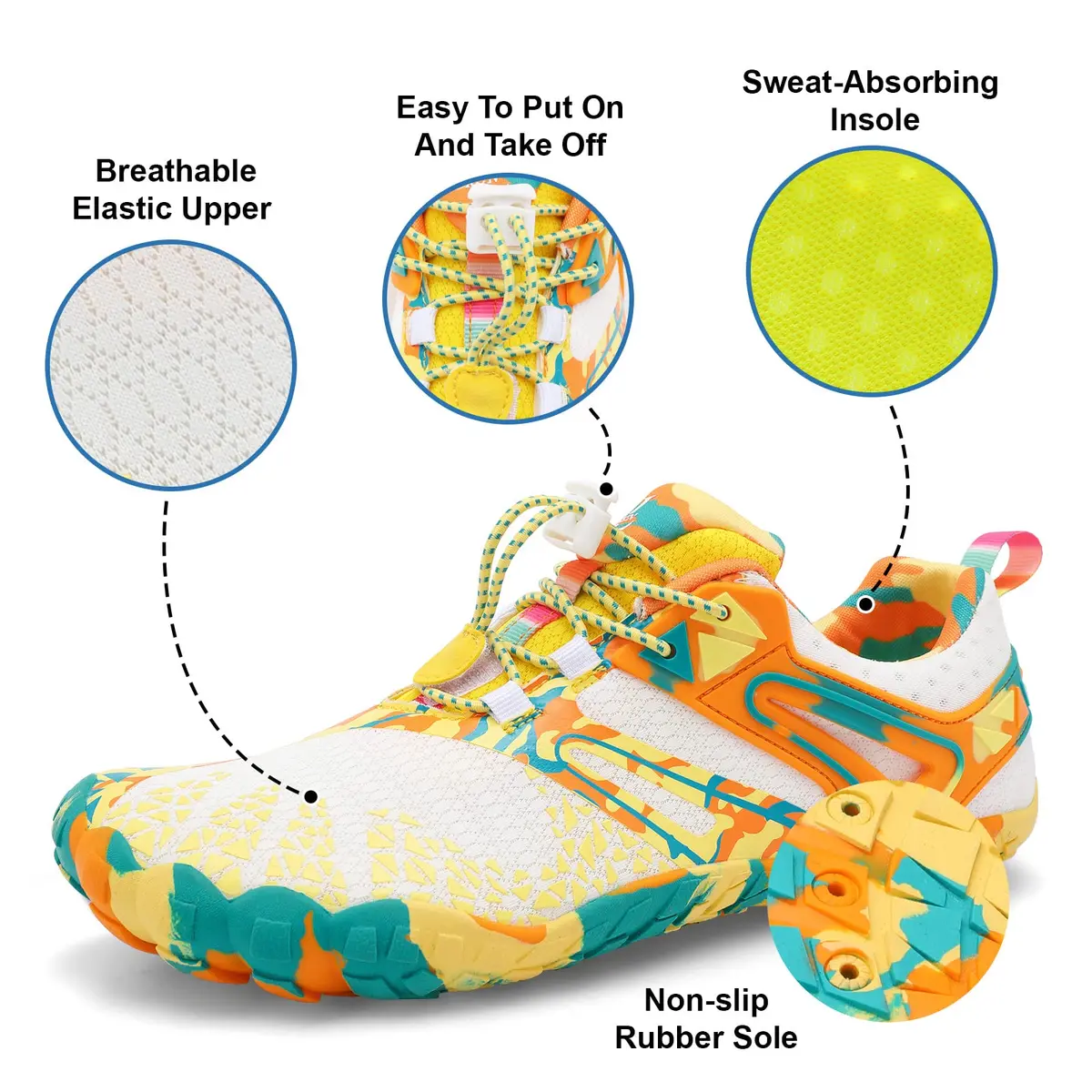 XIHALOOK Wide Toe Water Shoes for Women & Men | Beige Yellow, US Women's 7.5/Men's 6 - view 3