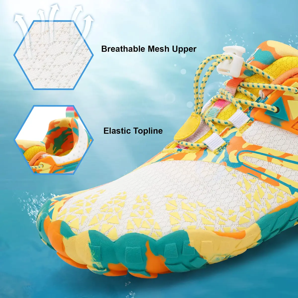 XIHALOOK Wide Toe Water Shoes for Women & Men | Beige Yellow, US Women's 7.5/Men's 6 - view 4