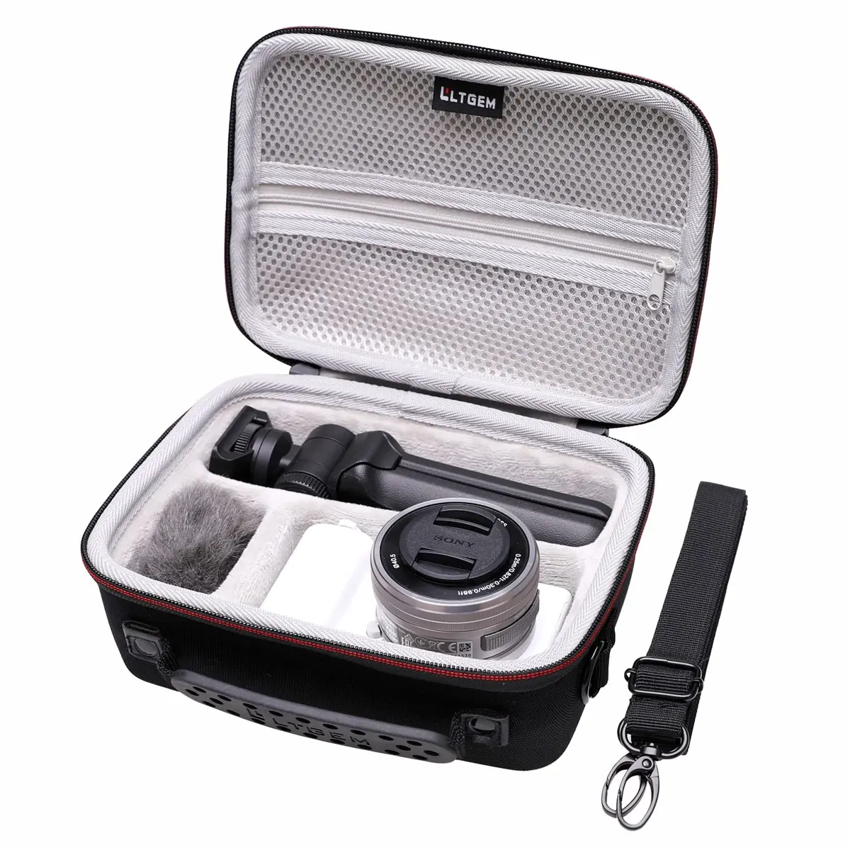 LTGEM Camera Case for Sony ZV-E10/ZV-1/ZV-1F/ZV-1 II, 20.3cm (8") L x 15.2cm (6") W x 10.4cm (4.1") H, Black+Grey | Fits Vlogger Accessory Kit - main product image
