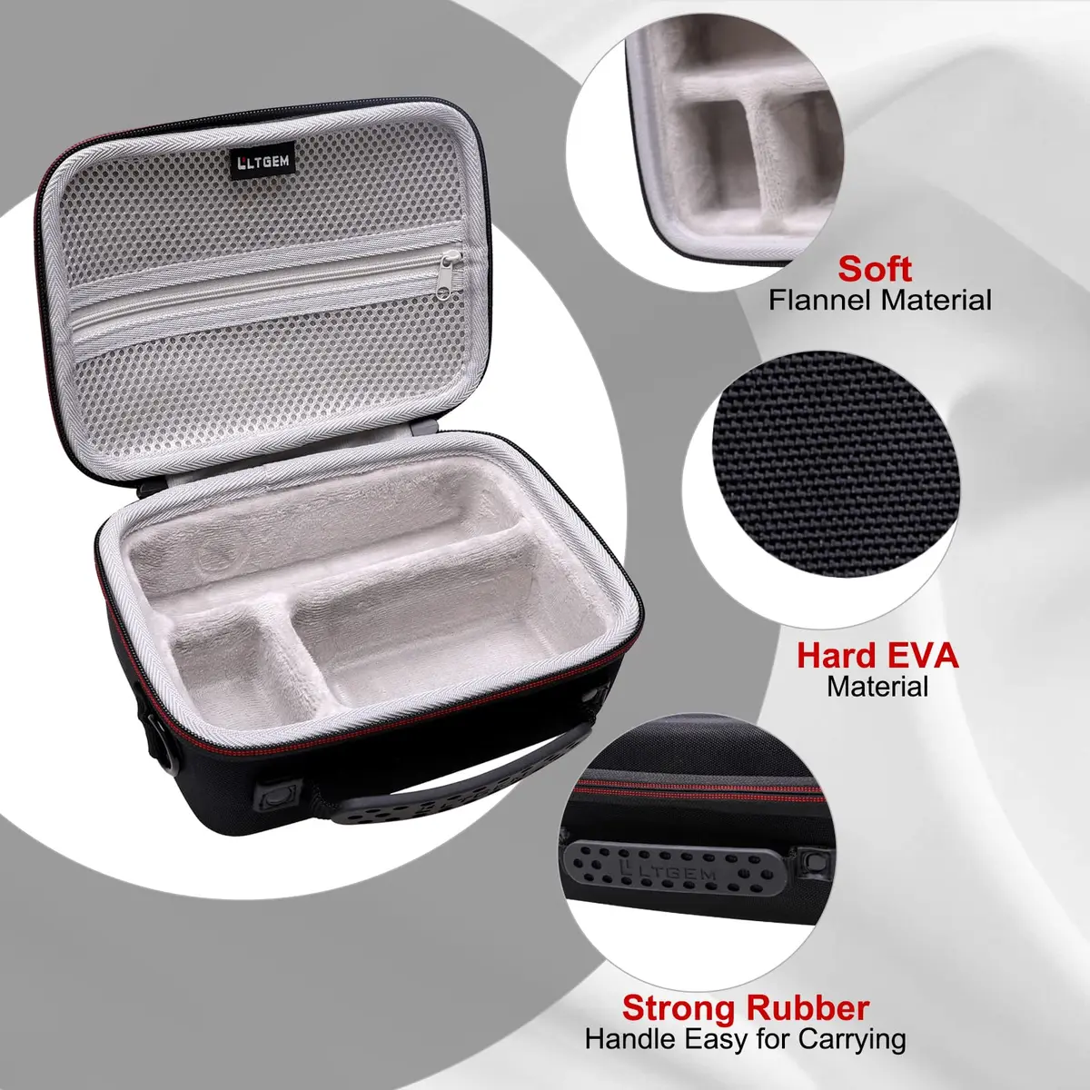 LTGEM Camera Case for Sony ZV-E10/ZV-1/ZV-1F/ZV-1 II, 20.3cm (8") L x 15.2cm (6") W x 10.4cm (4.1") H, Black+Grey | Fits Vlogger Accessory Kit - view 4