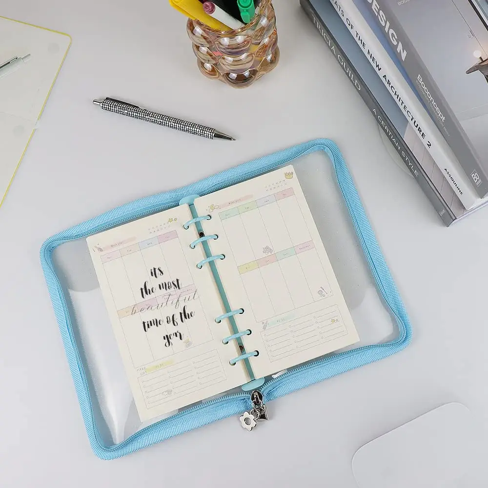 Mogoostry A6 Binder Cover Refillable 6 Ring Notebook Blue | Portable Personal Organizer - view 4