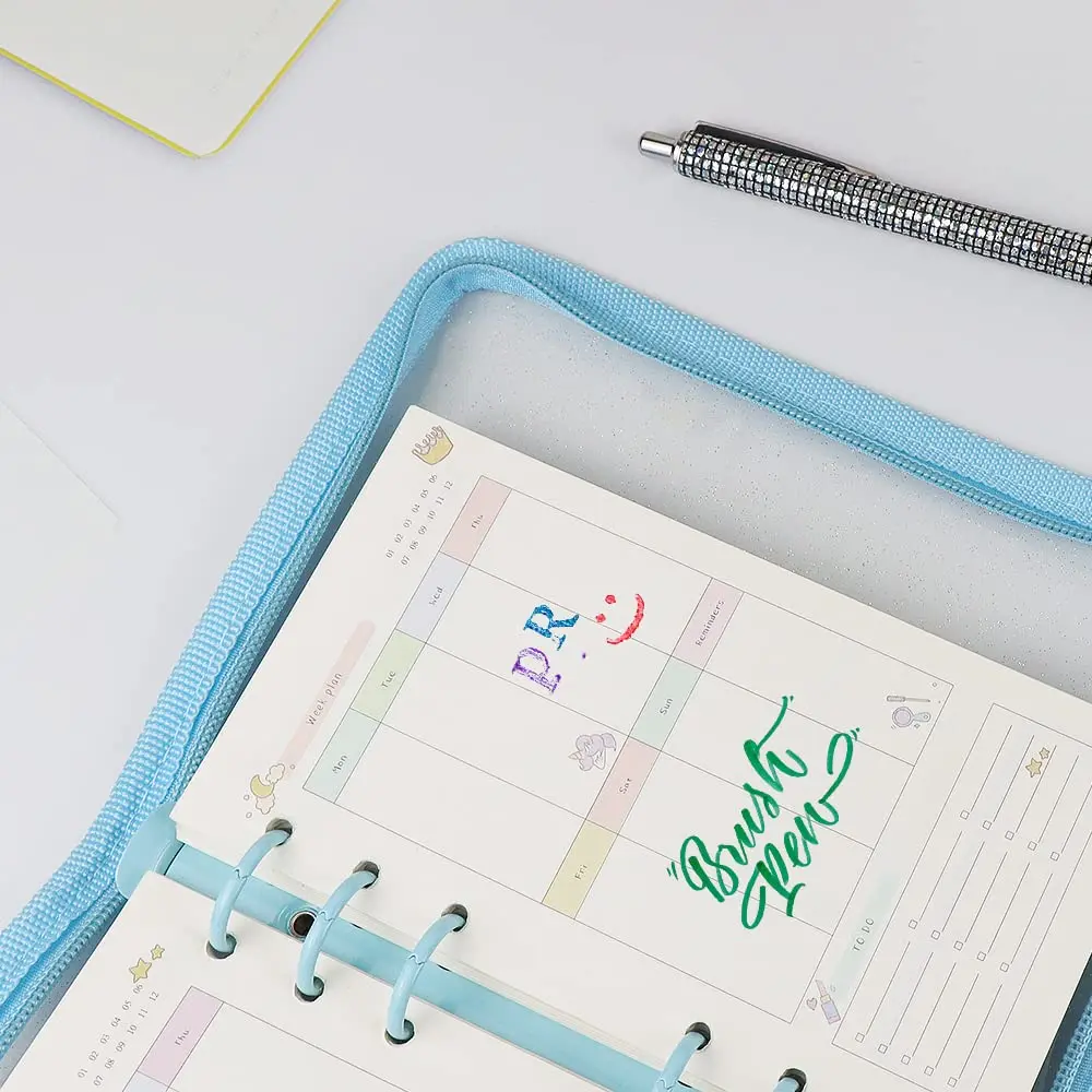 Mogoostry A6 Binder Cover Refillable 6 Ring Notebook Blue | Portable Personal Organizer - view 5