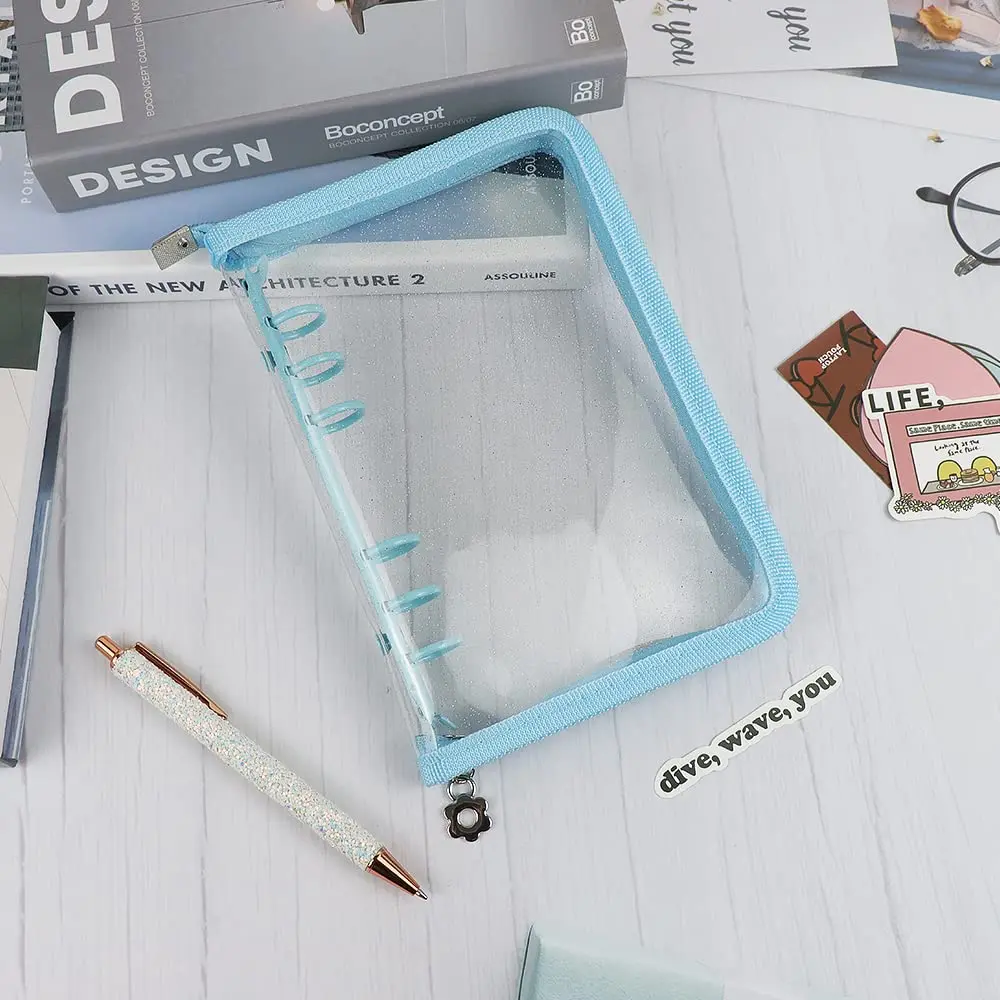 Mogoostry A6 Binder Cover Refillable 6 Ring Notebook Blue | Portable Personal Organizer - view 8