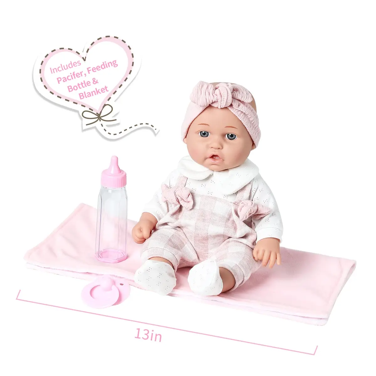 Enjoyin 12'' Baby Doll in Gift Box with Pink Cloths, Pacifier, Blanket & Bottle | Kid-Friendly Gift Set - view 3