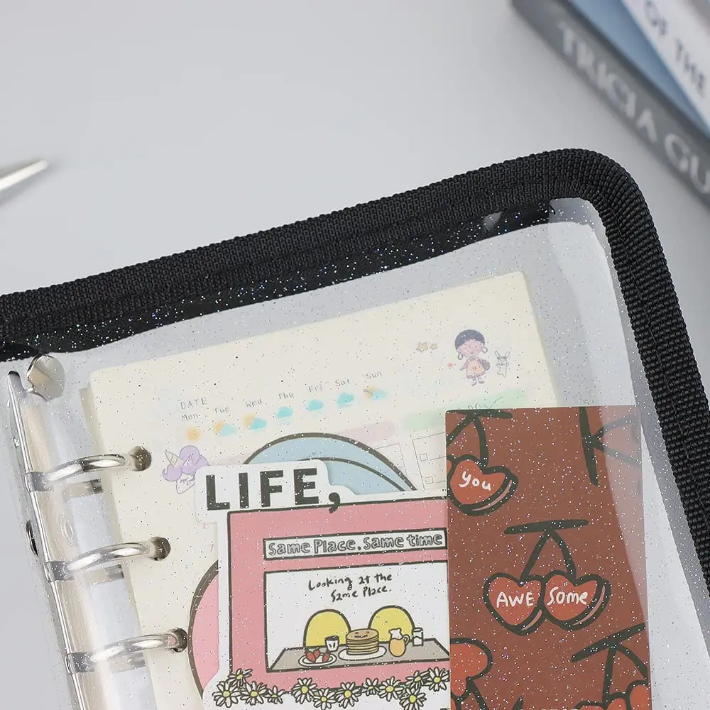 Mogoostry A6 Binder Cover Refillable 6 Ring | Clear PVC Zipper Folder for Personal Organizer - view 3