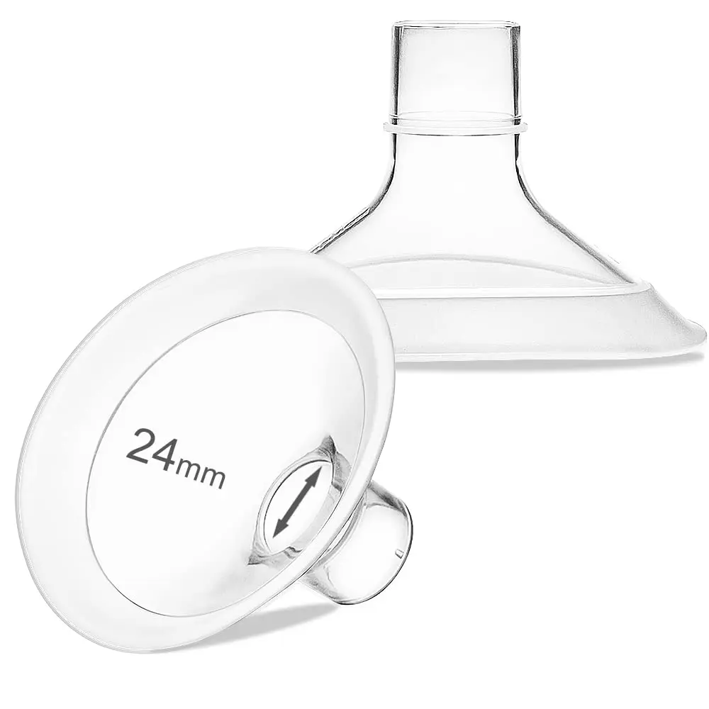 PumpMom-us 24mm Oval Flange Breast Shields for Medela Pumps, 2 Count (48ml) | Compatible with Medela Pump Parts - main product image