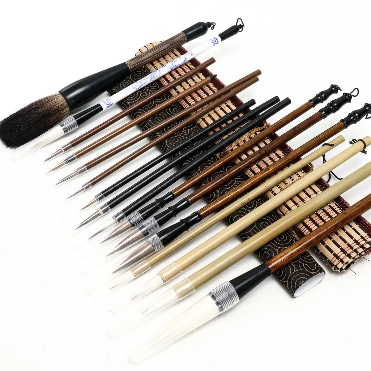 Whaline 18Pcs Chinese Calligraphy Brushes Set with Writing Paper & Roll-up Holder | Kanji Japanese Sumi Drawing Brushes for Watercolor Art Ceramic Ink Painting - main product image
