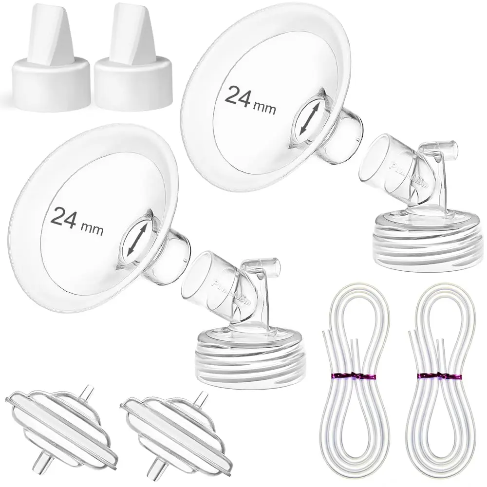PUMPMOM-US 24mm Flange Pump Parts for Spectra S1/S2/9+ Breast Pumps | 8-Piece Set - main product image