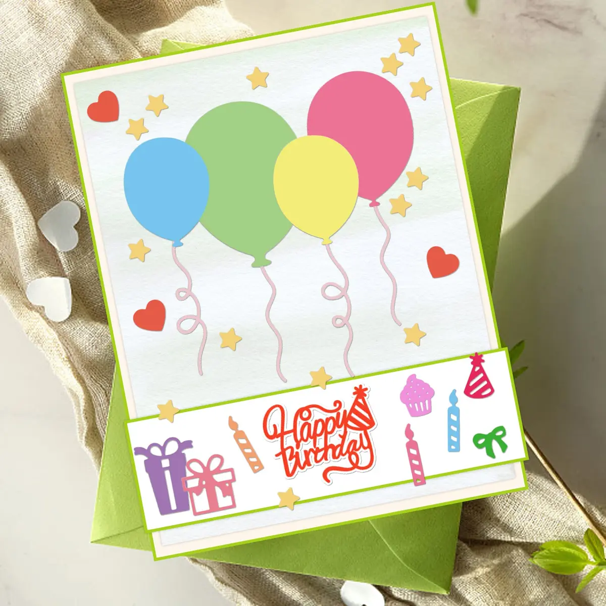 INFUNLY 19pcs Balloons Metal Die Cuts Happy Birthday for Scrapbooking & Card Making | Reusable Carbon Steel - view 6