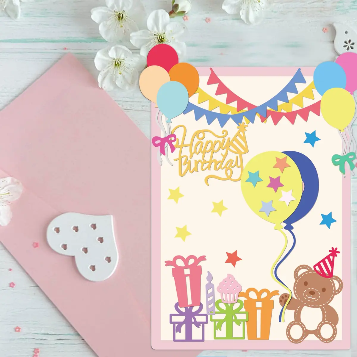 INFUNLY 19pcs Balloons Metal Die Cuts Happy Birthday for Scrapbooking & Card Making | Reusable Carbon Steel - view 7