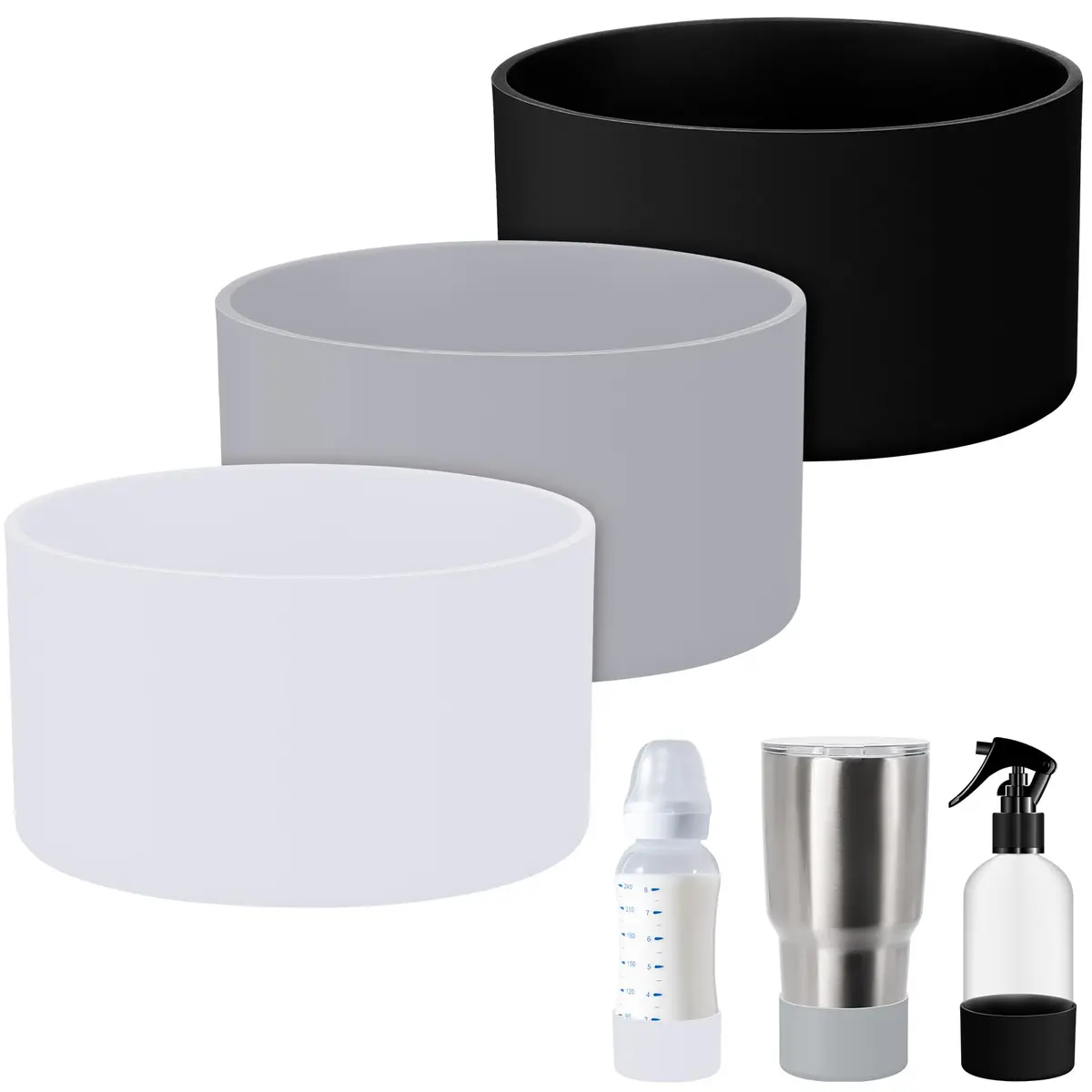 Honeydak Silicone Sleeve for Glass Spray Bottle 3 Pack | Elastic, Non-Slip, Protects & Warms Hands - main product image