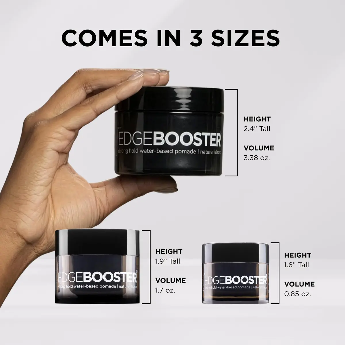 Style Factor EDGE BOOSTER HIDEOUT Water-Based Pomade | Strong Hold & Gray Coverage | Slick Styling for Flyaways & Roots | High Shine Finish | Natural Black | 3.38 oz - view 6