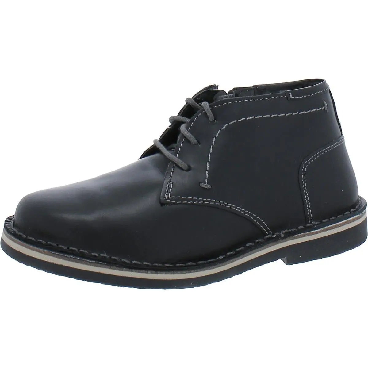 Steve Madden Boys Harkeen Chukka Boot, Black Leather, 10 | Classic Modern Style with Comfort - main product image