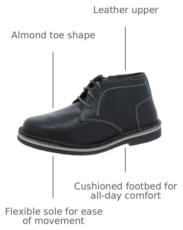 Steve Madden Boys Harkeen Chukka Boot, Black Leather, 10 | Classic Modern Style with Comfort - view 3