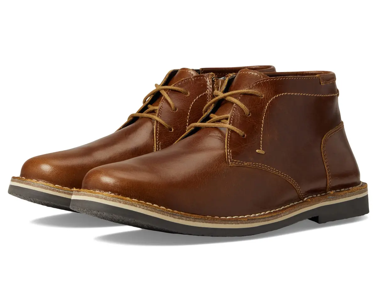 Steve Madden Boys Harkeen Chukka Boot, Cognac Leather, 11 | Classic Leather Design with Comfort - main product image