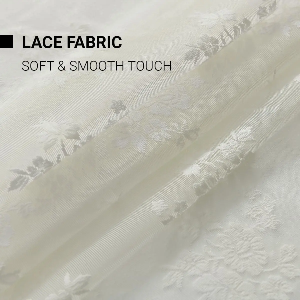 Kotile Ivory Lace Curtains for Bedroom, Vintage Floral, 52x84 Inch 2 Panels | Sheer Floral Lace for Elegant Windows - view 7