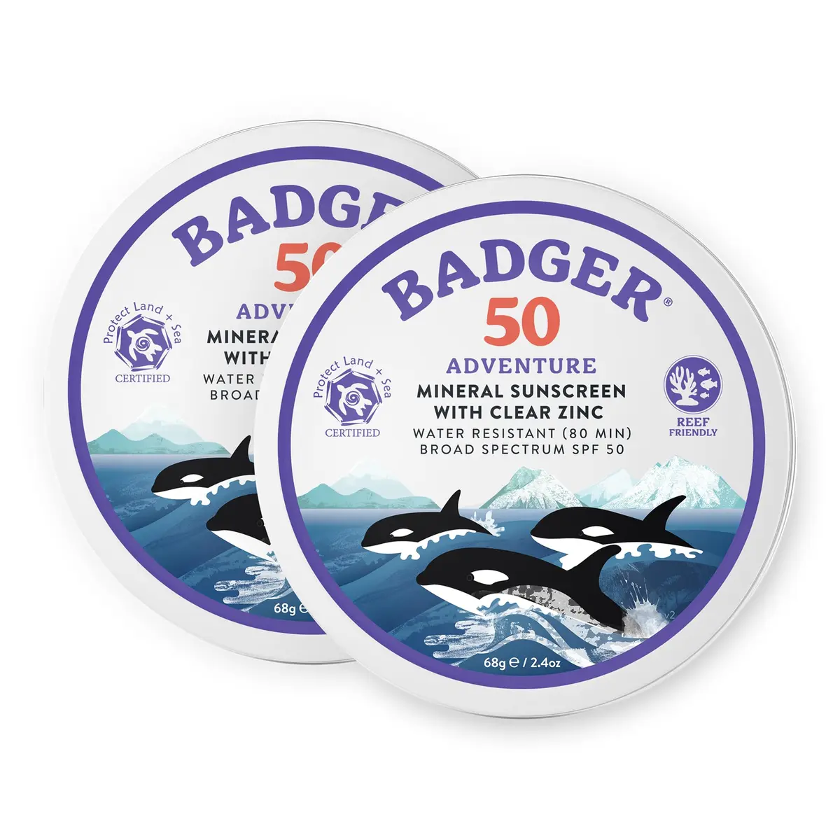 Badger Sport Mineral Sunscreen SPF 50 2.4 oz (71ml) Tin | Broad Spectrum UVA/UVB Protection - main product image