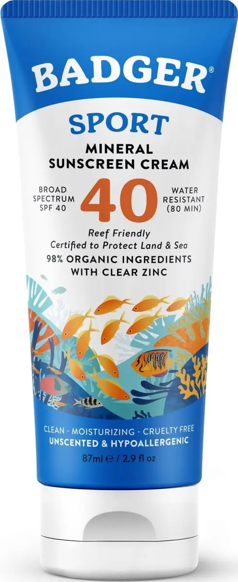 Badger SPF 40 Sport Mineral Sunscreen Tin 142ml (4.8 Fl Oz) | Reef Safe, 80 Min Water Resistant, 98% Organic - main product image