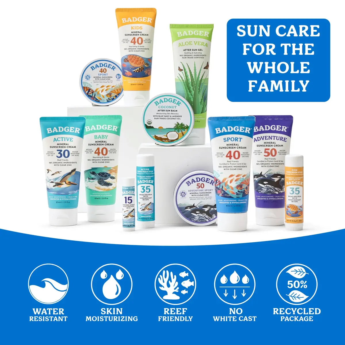 Badger SPF 40 Sport Mineral Sunscreen Tin 142ml (4.8 Fl Oz) | Reef Safe, 80 Min Water Resistant, 98% Organic - view 6