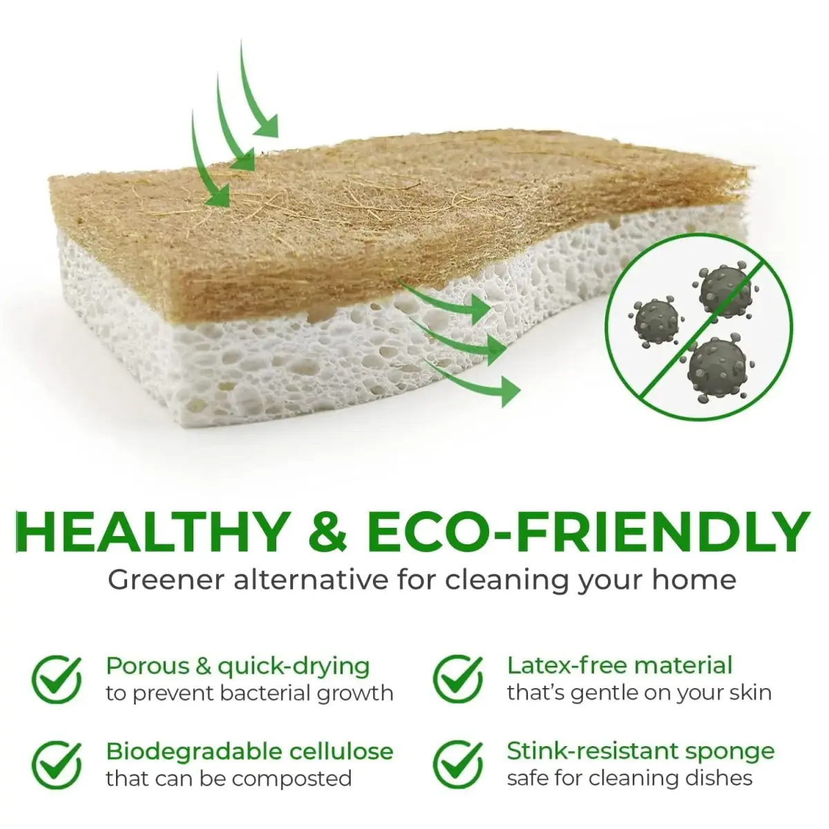AIRNEX Natural Kitchen Sponges 24 Pack | Biodegradable Cellulose & Coconut Scrubber Utility Sponge - view 4